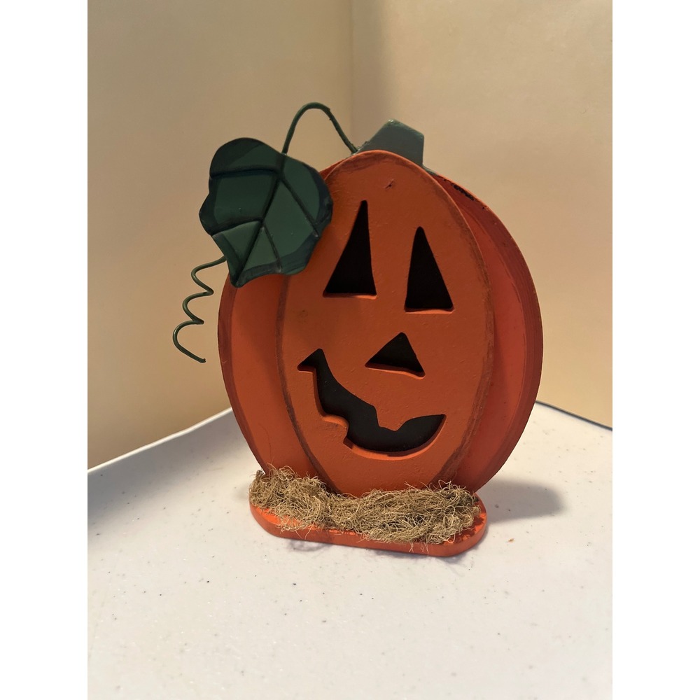 Walmart Rustic Wooden Pumpkin Halloween Jack-O-Lantern Tabletop Decor 10-540C